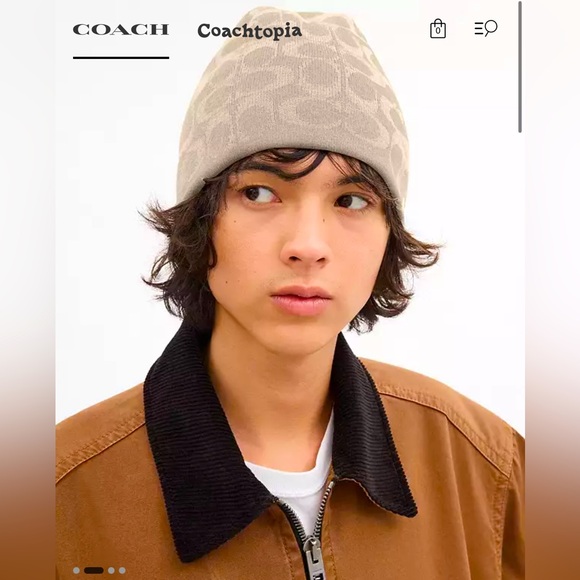 Coach Monogram Reversible Beanies - New With Tags - Black and Steam - Picture 6 of 7